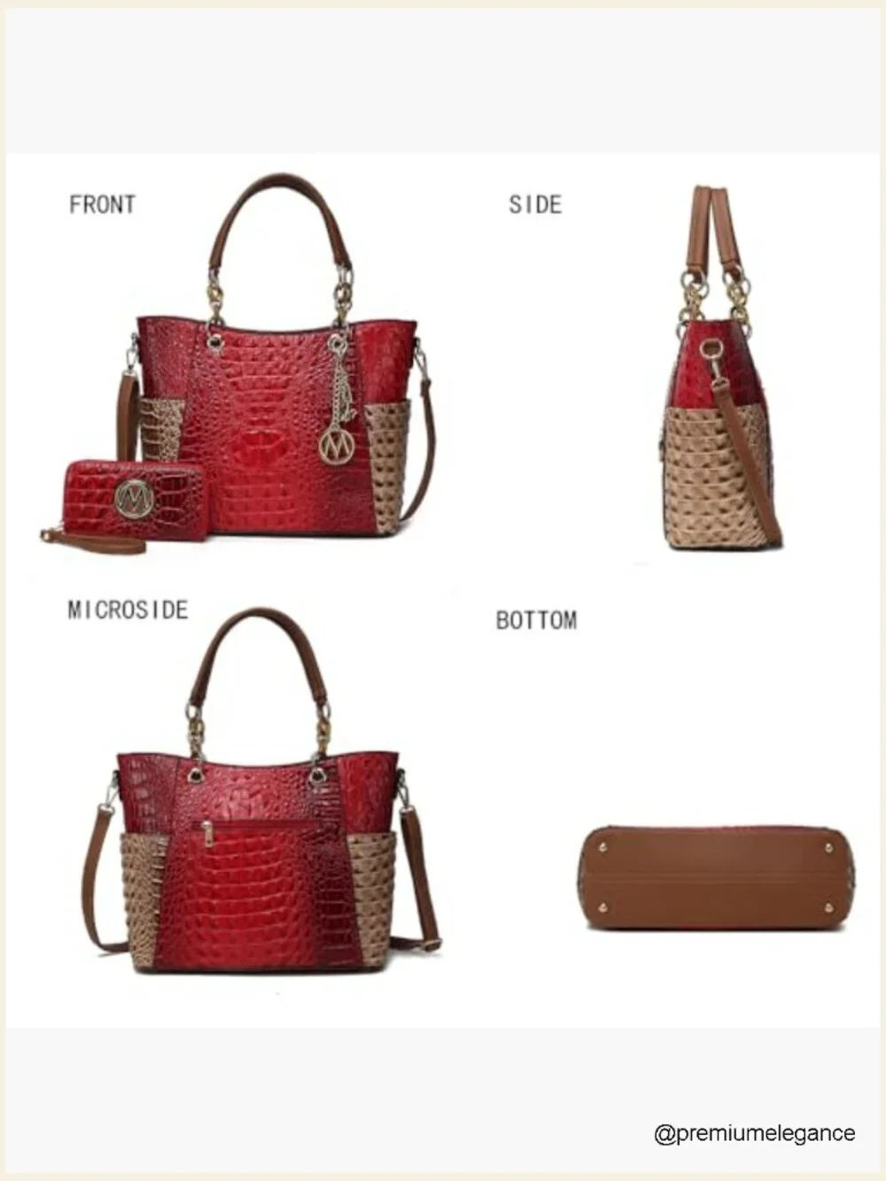 Tote Handbag Set with Wallet Vegan Leather Purse Large Shopper Bag